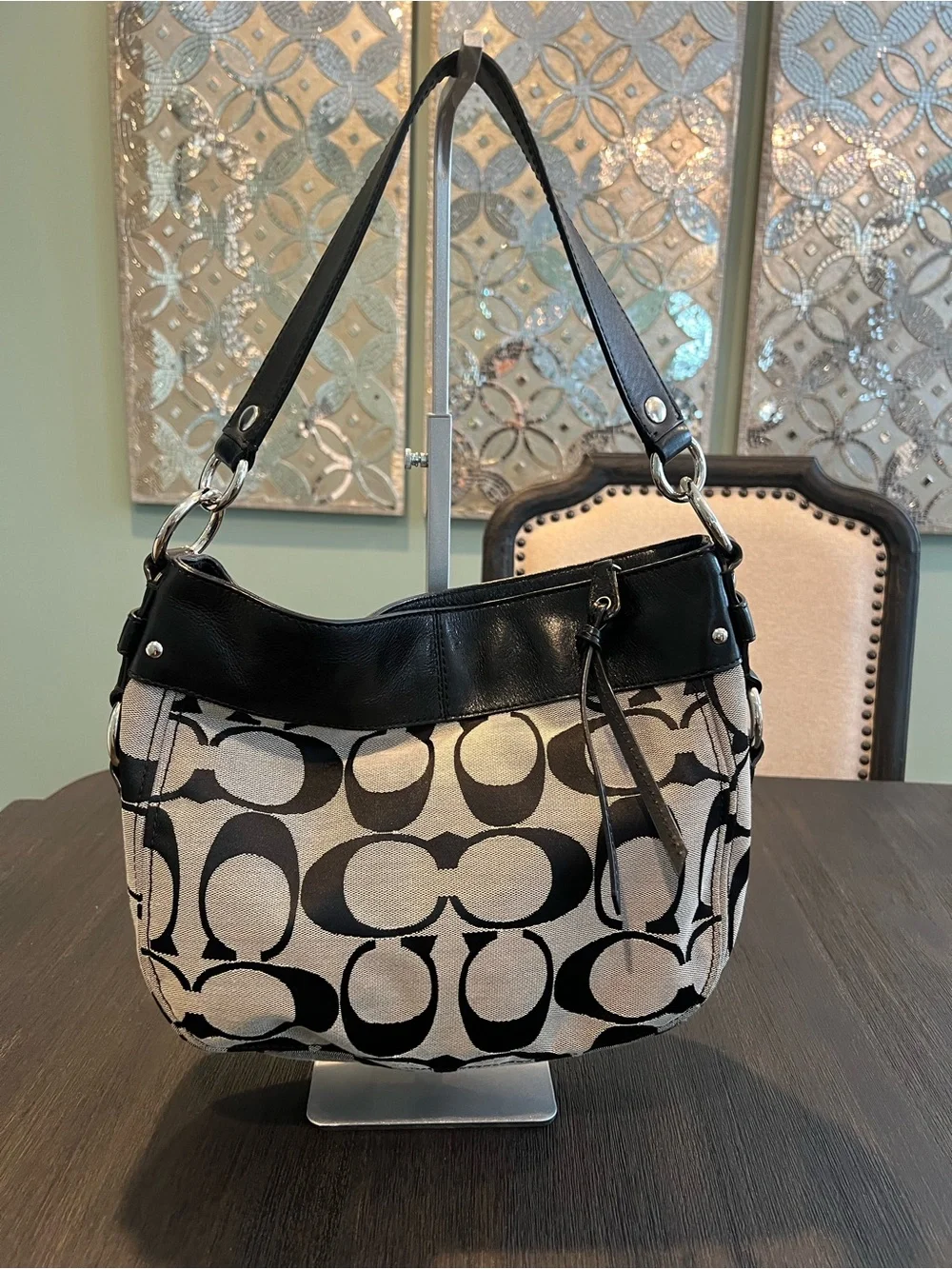 Coach Black & Grey Signature Zoe